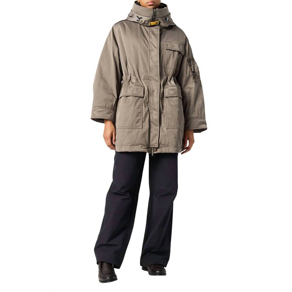 NEW PARAJUMPERS nettie parka jacket in olive grey